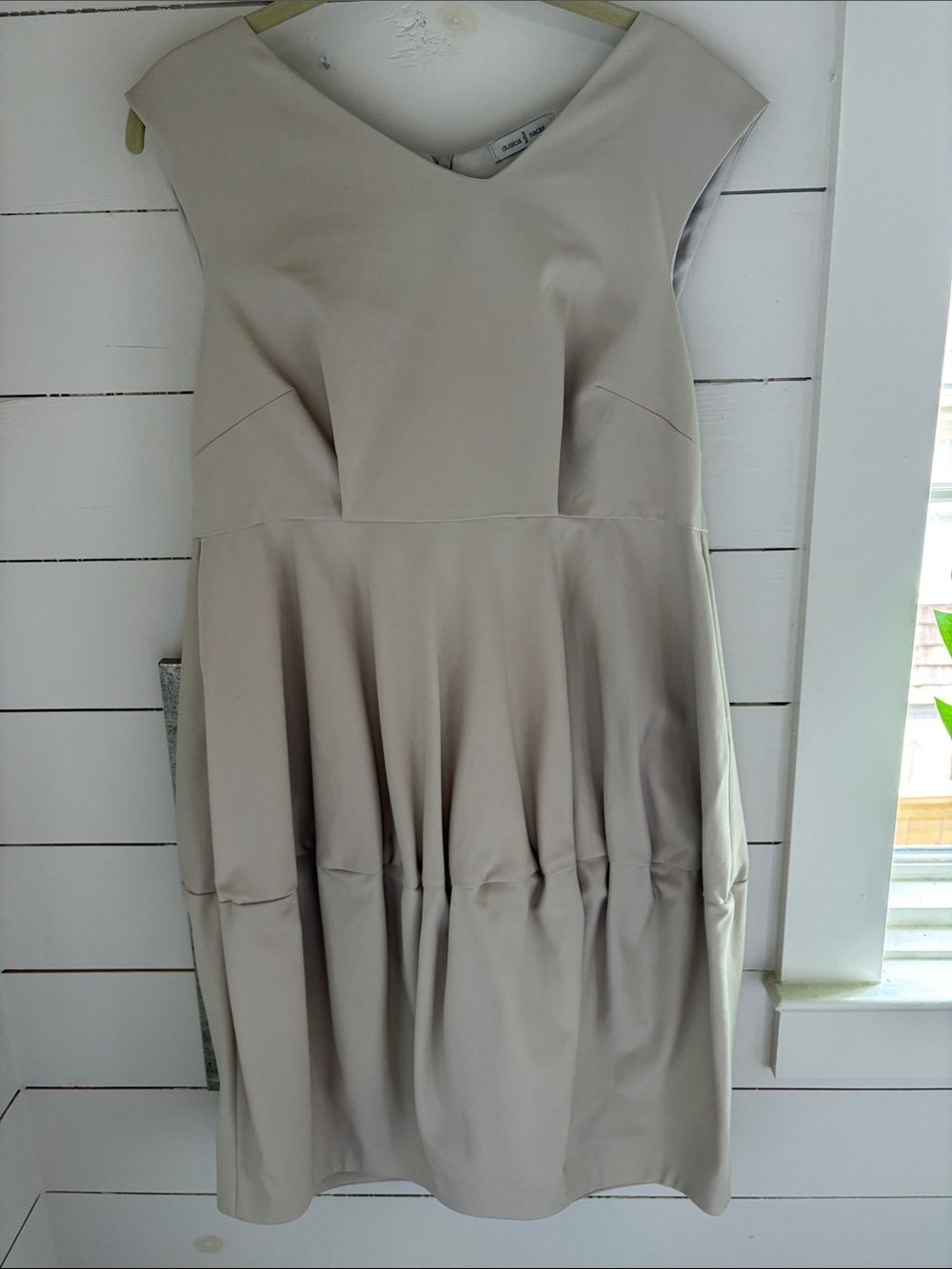 Sleeveless V-Neck Khaki Cotton Blend Dress